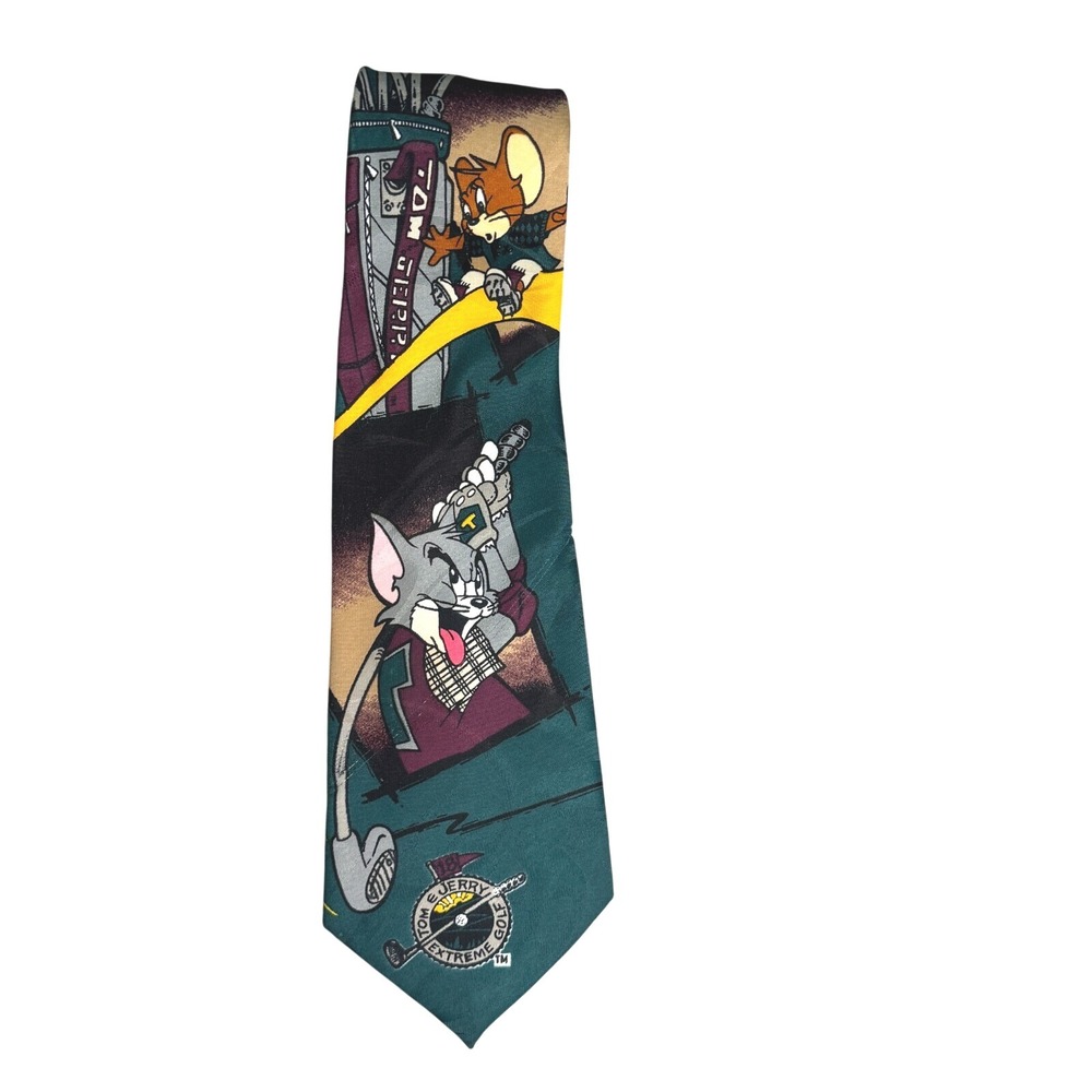 Vintage Tom & Jerry‎ Golf Necktie Lakeside Apparel 1994 mens neck tie novelty
